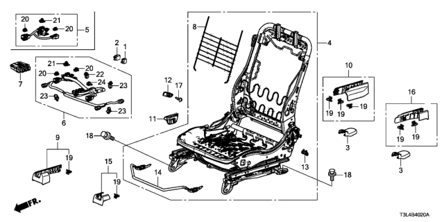 2014 Honda Accord Front Seat Components (Passenger Side) Diagram