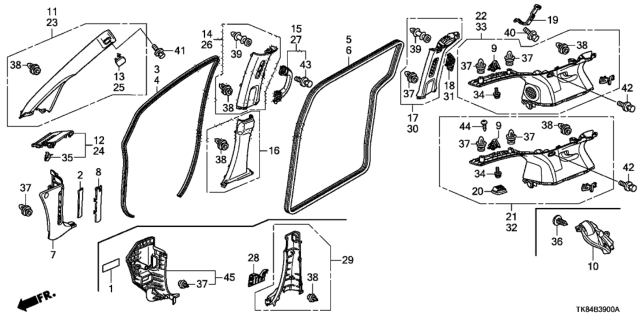 2012 Honda Odyssey Garnish, L. RR. Pillar *NH556L* (GRAY) Diagram for 84199-TK8-A13ZA