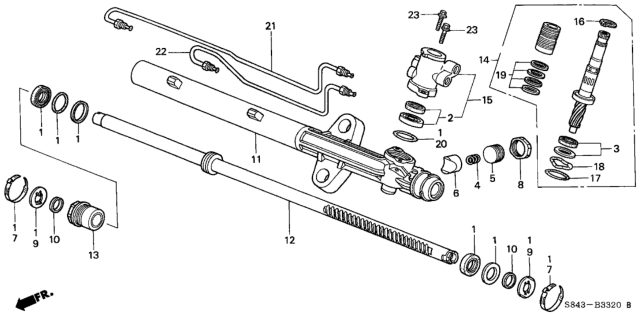 2000 Honda Accord P.S. Gear Box Components (L4) Diagram
