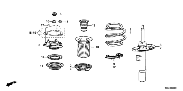 2020 Honda Civic Rubber, L. FR. Spring Mount (Upper) Diagram for 51403-TET-H01