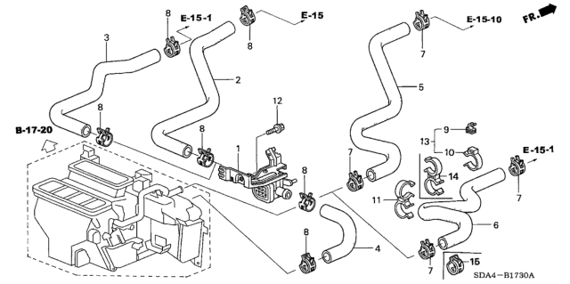 2006 Honda Accord Hose, Water Outlet Diagram for 79725-SDB-A50