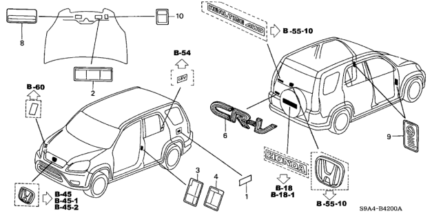 2005 Honda CR-V Placard, Specification (Usa) Diagram for 42762-S9A-A11