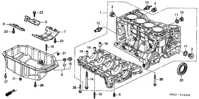 2003 Honda CR-V Block Assy., Cylinder (DOT) Diagram for 11000-PPL-810