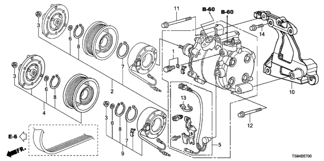 2013 Honda Civic A/C Air Conditioner (Compressor) (1.8L) Diagram