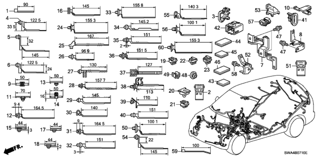 2007 Honda CR-V Bracket, Cabin Wire Harness (Engine Room Harness) Diagram for 32202-SWA-A00