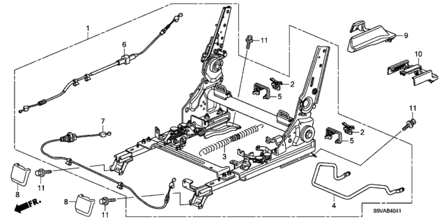 2008 Honda Pilot Middle Seat Components (Passenger Side) Diagram