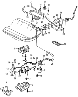 1983 Honda Accord Bracket, Fuel Pump Diagram for 16910-SA5-020