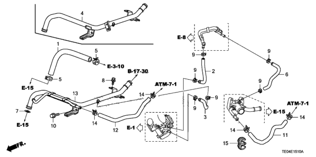 2008 Honda Accord Pipe, Heater Diagram for 19510-R40-A00