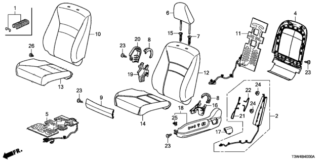 2014 Honda Accord Hybrid Front Seat (Driver Side) (TS Tech) Diagram