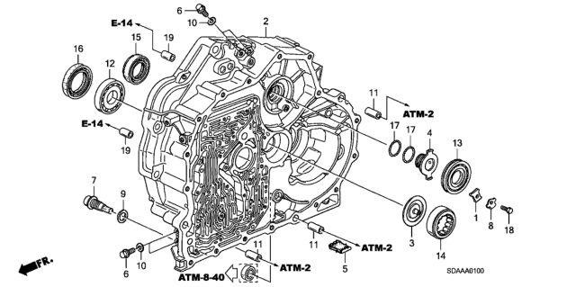 2007 Honda Accord Case, Torque Converter Diagram for 21111-RCL-020