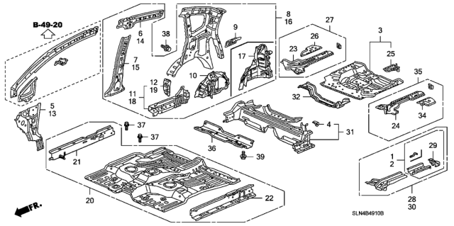 2007 Honda Fit Panel, R. RR. Side Floor Diagram for 65540-SLN-A00ZZ