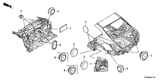 2013 Honda Civic Insulator, Dashboard Center (Upper) Diagram for 74241-TS6-H00