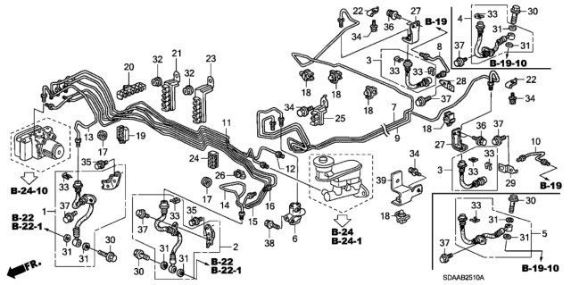 2007 Honda Accord Pipe E, L. Brake Diagram for 46361-SDA-A50