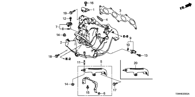 2015 Honda Accord Hybrid Manifold Assembly, Intake Diagram for 17010-5K1-A00