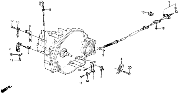 1990 Honda Prelude Stay, Throttle Cable Diagram for 27496-PY8-J10