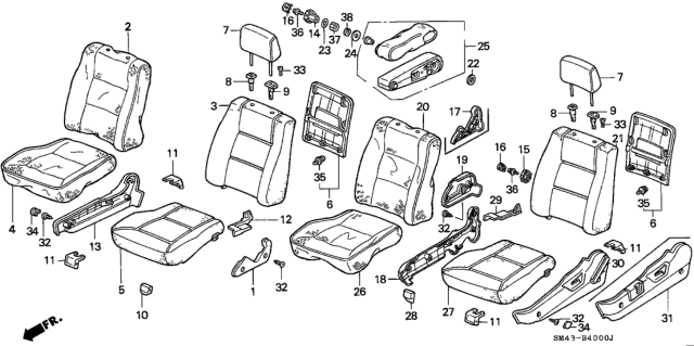 1993 Honda Accord Cover, Right Front Seat Cushion Trim (Silky Ivory) Diagram for 81131-SM4-A81ZA