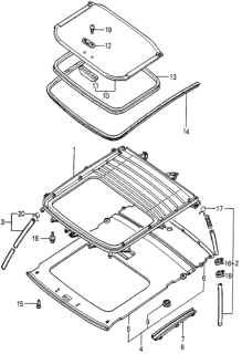 1982 Honda Prelude Lining, FR. Roof *Y8L* (WARM WHITE) Diagram for 71801-692-661ZB