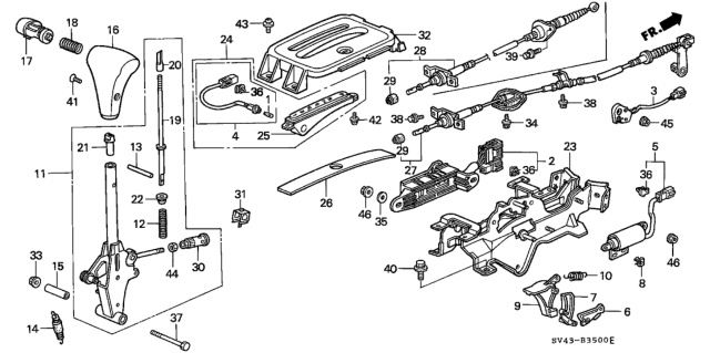 1997 Honda Accord Cover, Select Lever Diagram for 54222-SV1-980