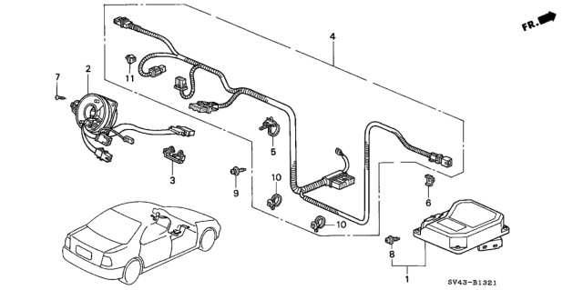 1995 Honda Accord Wire Harness, SRS Main Diagram for 77961-SV7-A80