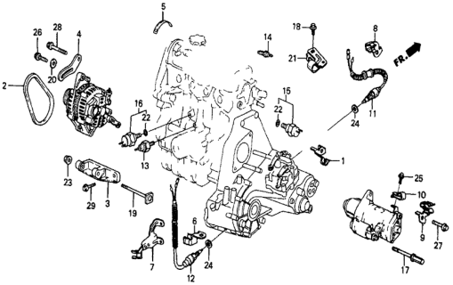 1986 Honda Civic Clamp A, Engine Wire Harness Diagram for 90605-PE1-010