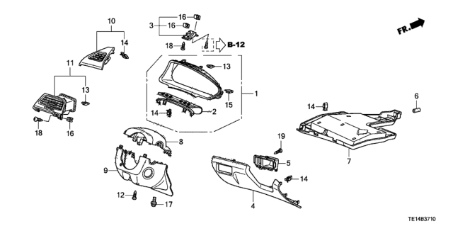 2012 Honda Accord Instrument Panel Garnish (Driver Side) Diagram
