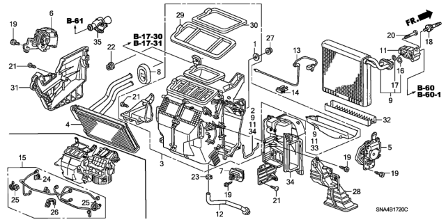 2006 Honda Civic Heater Sub-Assy. Diagram for 79106-SNA-A02