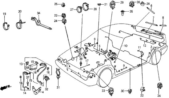 1985 Honda CRX Wire Harness, Cabin Diagram for 32101-SB2-667