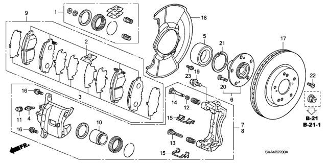 2007 Honda Civic Caliper Sub-Assembly, Right Front Diagram for 45018-SNE-A10