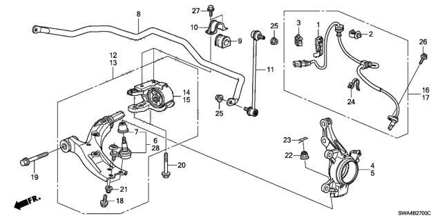 2010 Honda CR-V Joint, Right Front Ball (Lower) Diagram for 51220-SWA-A01