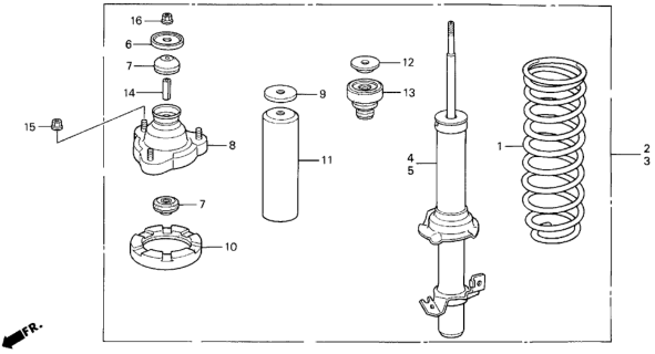 1996 Honda Prelude Shock Absorber Unit, Right Front Diagram for 51605-SS0-902