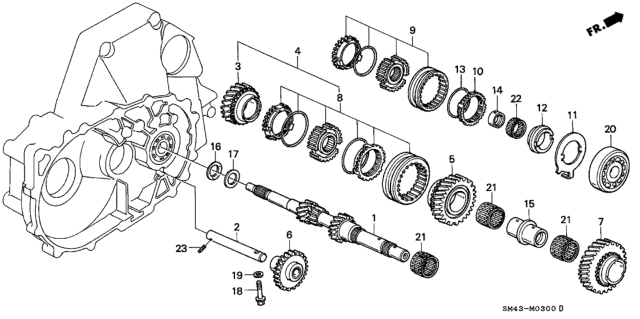 1991 Honda Accord Gear, Reverse Idle Diagram for 23540-PX5-000