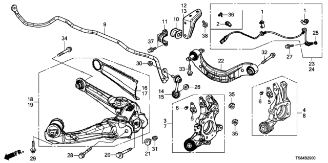 2012 Honda Civic Arm, Left Rear Trailing Diagram for 52371-TR7-A03