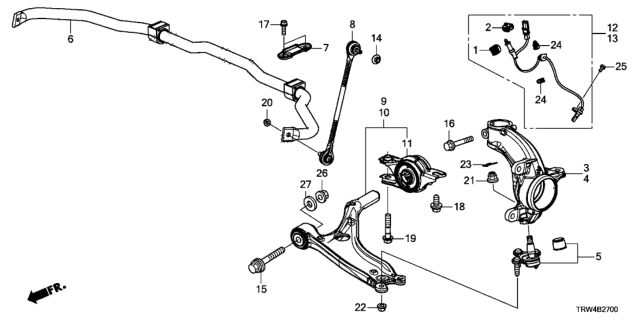 2020 Honda Clarity Plug-In Hybrid Ball Joint Complete, Front Diagram for 51220-TRT-A02
