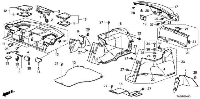 2008 Honda Accord Insulator, L. RR. Wheelhouse Diagram for 74691-TA0-A00
