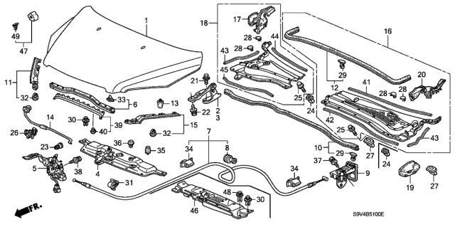 2007 Honda Pilot Wire Assembly, Hood Diagram for 74130-S9V-A02