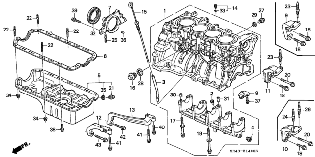 1992 Honda Civic Cylinder Block - Oil Pan Diagram