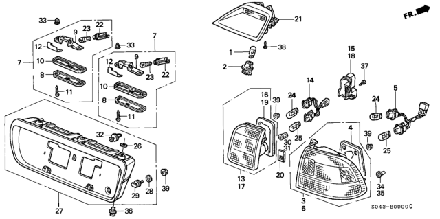 1997 Honda Civic Gasket, L. Base Diagram for 34159-S04-A01