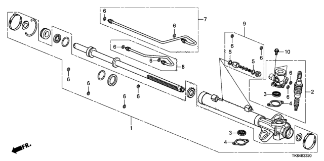 2014 Honda Odyssey P.S. Gear Box Components Diagram
