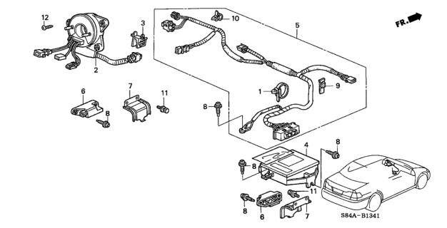 2002 Honda Accord Wire Harness, SRS Main Diagram for 77961-S84-A12