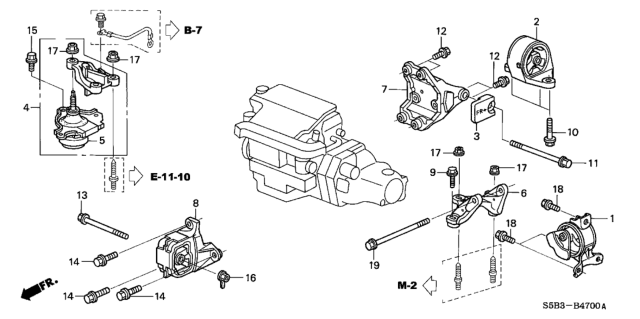 2004 Honda Civic Bracket, RR. Engine Mounting (MT) Diagram for 50827-S5B-000