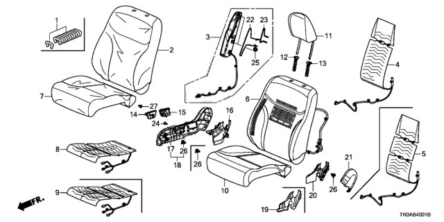 2013 Honda Civic Cover Set, Passenger Side Trim (Graphite Black) (Side Airbag) Diagram for 04811-TR6-L20ZC