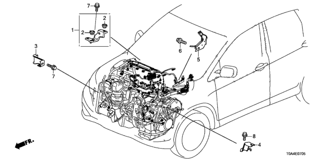 2016 Honda CR-V Engine Wire Harness Stay Diagram