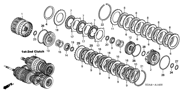 2005 Honda Accord Disk, Second Clutch Diagram for 22545-RGR-003