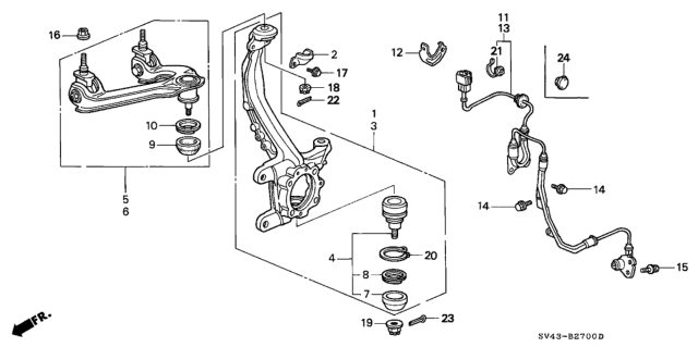 1997 Honda Accord Arm Assembly, Right Front (Upper) Diagram for 51450-SV4-000