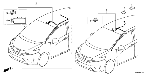 2015 Honda Fit Wire, Interior Diagram for 32155-T5R-A00