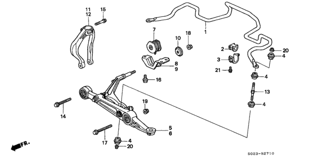 1997 Honda Civic Arm Assembly, Left Front (Lower) Diagram for 51360-S01-000