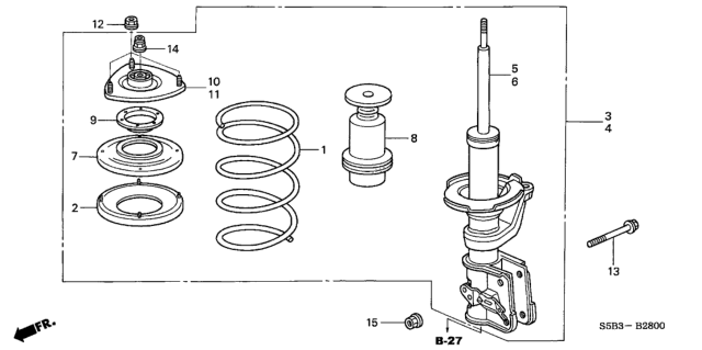 2005 Honda Civic Shock Absorber Assembly, Left Front Diagram for 51602-S5B-A14