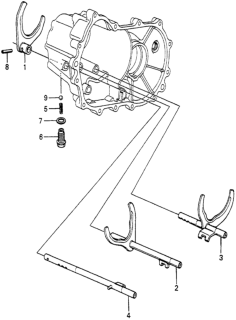 1985 Honda Accord MT Shift Fork - Setting Screw Diagram