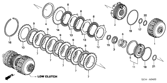 2013 Honda Ridgeline Piston, Low Clutch Diagram for 22520-RJB-003