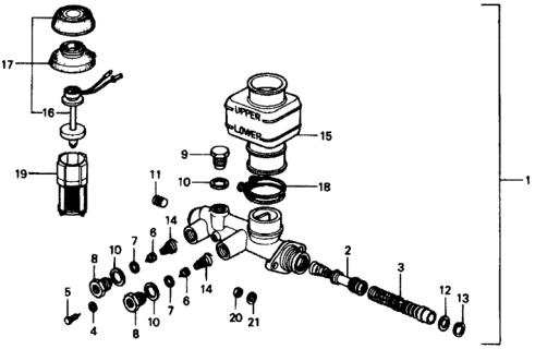 1977 Honda Civic Master Cylinder Assembly Diagram for 46100-671-641